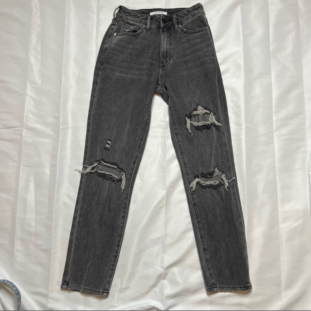 PacSun Black Distressed High Rise Mom Jean